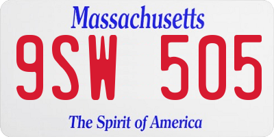 MA license plate 9SW505
