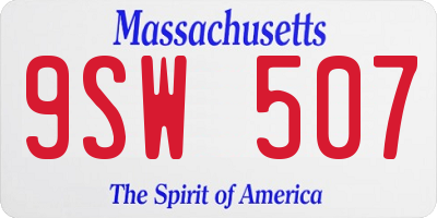 MA license plate 9SW507