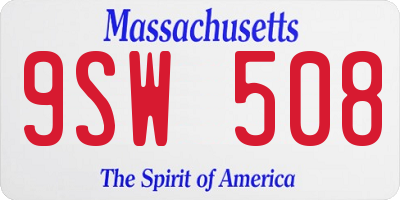 MA license plate 9SW508