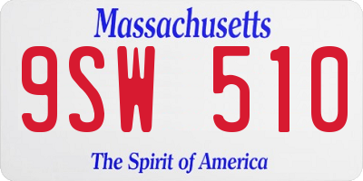 MA license plate 9SW510