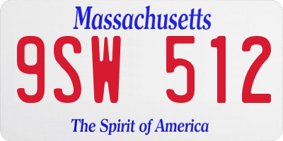 MA license plate 9SW512