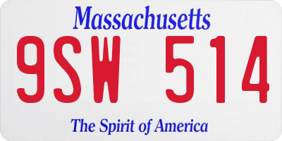 MA license plate 9SW514
