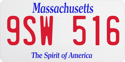 MA license plate 9SW516