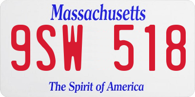 MA license plate 9SW518