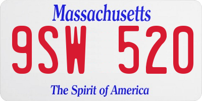 MA license plate 9SW520