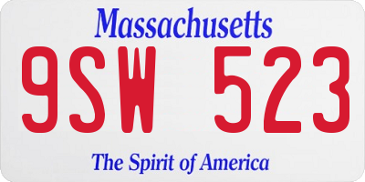 MA license plate 9SW523