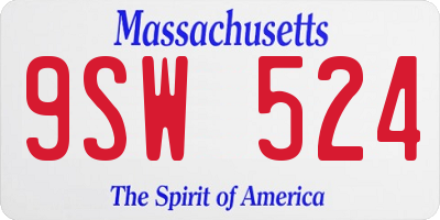 MA license plate 9SW524