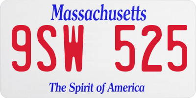 MA license plate 9SW525