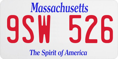 MA license plate 9SW526