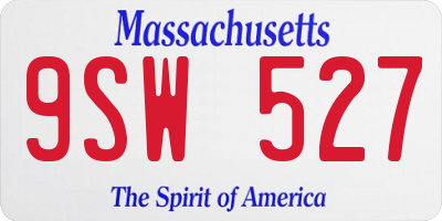 MA license plate 9SW527