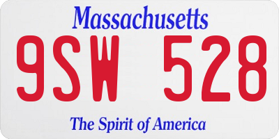 MA license plate 9SW528
