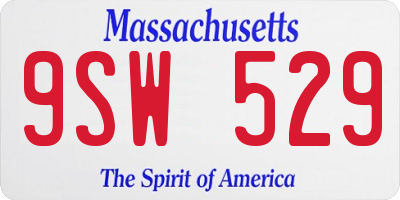 MA license plate 9SW529