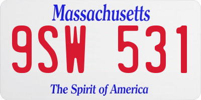 MA license plate 9SW531