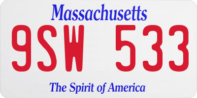 MA license plate 9SW533
