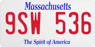 MA license plate 9SW536