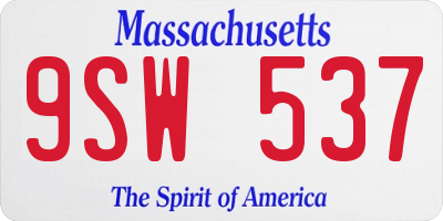 MA license plate 9SW537