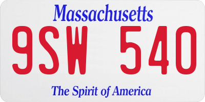 MA license plate 9SW540