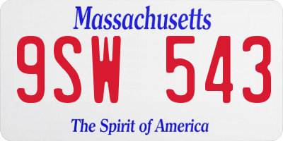 MA license plate 9SW543