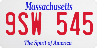 MA license plate 9SW545
