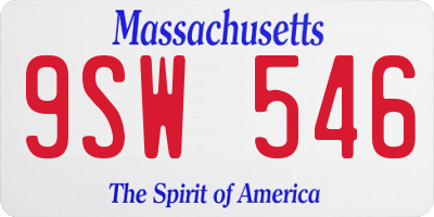 MA license plate 9SW546