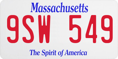 MA license plate 9SW549