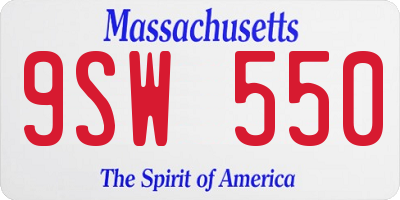 MA license plate 9SW550