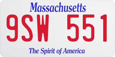 MA license plate 9SW551