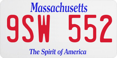 MA license plate 9SW552