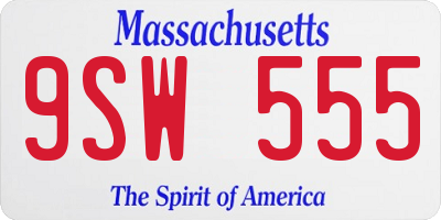 MA license plate 9SW555