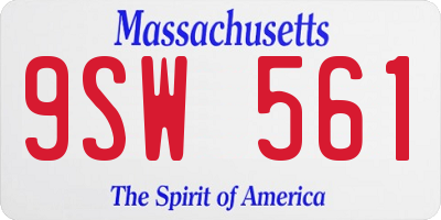 MA license plate 9SW561
