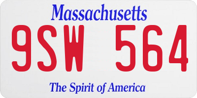 MA license plate 9SW564