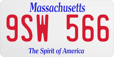 MA license plate 9SW566