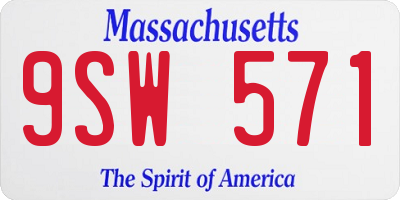 MA license plate 9SW571