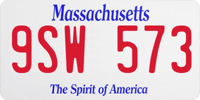 MA license plate 9SW573