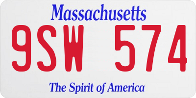 MA license plate 9SW574