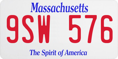 MA license plate 9SW576