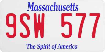 MA license plate 9SW577