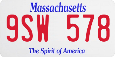 MA license plate 9SW578