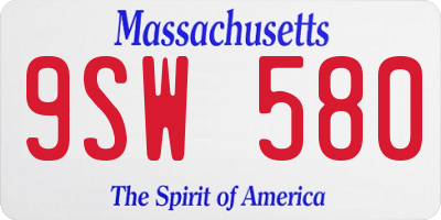MA license plate 9SW580