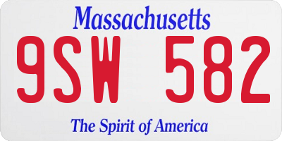 MA license plate 9SW582