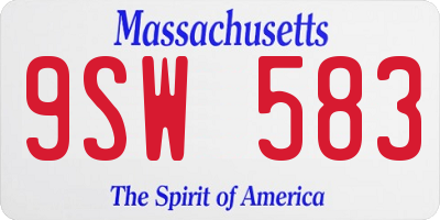 MA license plate 9SW583