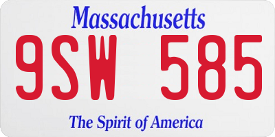 MA license plate 9SW585