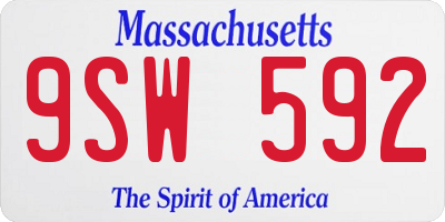 MA license plate 9SW592