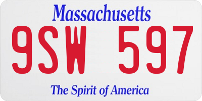 MA license plate 9SW597