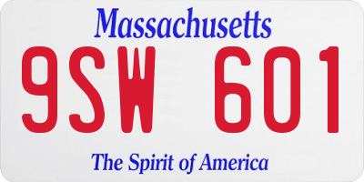 MA license plate 9SW601