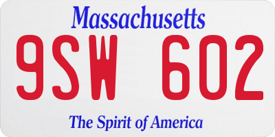 MA license plate 9SW602