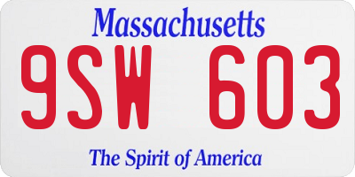 MA license plate 9SW603