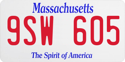 MA license plate 9SW605