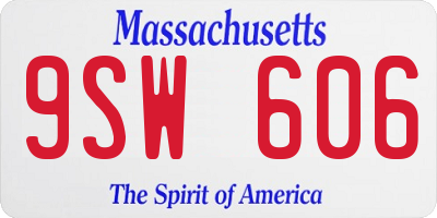 MA license plate 9SW606