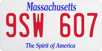 MA license plate 9SW607
